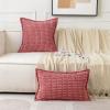 MIULEE Light Grey Corduroy Decorative Throw Pillow Covers Pack of 2 Soft Striped Pillows Pillowcases with Broad Edge Winter Modern Boho Home Decor for Couch Sofa Bed 18×18 Inch(Cranberry Red)
