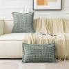 MIULEE Light Grey Corduroy Decorative Throw Pillow Covers Pack of 2 Soft Striped Pillows Pillowcases with Broad Edge Winter Modern Boho Home Decor for Couch Sofa Bed 18×18 Inch(Greyish Green)