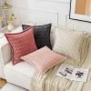 MIULEE Light Grey Corduroy Decorative Throw Pillow Covers Pack of 2 Soft Striped Pillows Pillowcases with Broad Edge Winter Modern Boho Home Decor for Couch Sofa Bed 18×18 Inch(Cranberry Red)