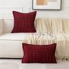 MIULEE Light Grey Corduroy Decorative Throw Pillow Covers Pack of 2 Soft Striped Pillows Pillowcases with Broad Edge Winter Modern Boho Home Decor for Couch Sofa Bed 18×18 Inch(Burgundy)