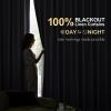 MIULEE Linen 100% Blackout Curtains 90 Inch Long 2 Panels, Back Tab Pleated Hook Belt Clip Rings Thermal Insulated Drapes for Bedroom Living Room Ivory Natural Farmhouse Black Out Window Curtains(Light Blue)