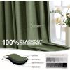MIULEE Linen 100% Blackout Curtains 90 Inch Long 2 Panels, Back Tab Pleated Hook Belt Clip Rings Thermal Insulated Drapes for Bedroom Living Room Ivory Natural Farmhouse Black Out Window Curtains(Olive Green)
