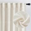 MIULEE Linen Curtains 96 Inch Length for Living Room 2 Panels, Hunter Green Back Tab Pocket Light Filtering Semi Sheer Soft Linen Emerald Dark Green Christmas Drapes Farmhouse Boho Curtain for Bedroom(Natural)
