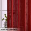 MIULEE Linen Curtains 96 Inch Length for Living Room 2 Panels, Hunter Green Back Tab Pocket Light Filtering Semi Sheer Soft Linen Emerald Dark Green Christmas Drapes Farmhouse Boho Curtain for Bedroom(Red)