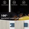 MIULEE Linen Pinch Pleated 100% Blackout Curtains for Bedroom 105 Inch Long 3 Panels Set- Back Tab Track Beige Thermal Insulated Cream Black Out Triple Pleat Room Darkening Drapes with Hooks, Greige(Greige)