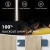 MIULEE Linen Pinch Pleated 100% Blackout Curtains for Bedroom 105 Inch Long 3 Panels Set- Back Tab Track Beige Thermal Insulated Cream Black Out Triple Pleat Room Darkening Drapes with Hooks, Greige(Oatmeal)