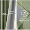 MIULEE Linen Pinch Pleated 100% Blackout Curtains for Bedroom 105 Inch Long 3 Panels Set- Back Tab Track Beige Thermal Insulated Cream Black Out Triple Pleat Room Darkening Drapes with Hooks, Greige(Sage Green)