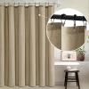 MIULEE Linen Shower Curtain with 12 Metal Hooks Washable Country Boho Farmhouse Heavy Buttonhole Fabric Shower Curtain Set Thick Cloth Neutral Waterproof Curtains for Bathroom W72*L72, Natural(Khaki)