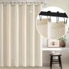 MIULEE Linen Shower Curtain with 12 Metal Hooks Washable Country Boho Farmhouse Heavy Buttonhole Fabric Shower Curtain Set Thick Cloth Neutral Waterproof Curtains for Bathroom W72*L72, Natural(Natural)