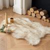 MIULEE Luxury Soft Fluffy Area Rug 3×5 Feet, Faux Fur Sheepskin Rug Decorative Plush Shaggy Carpet for Christmas Decor Bedside Sofa Floor Nursery, White(Frosted Tips Brown)