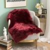 MIULEE Luxury Soft Fluffy Area Rug 3×5 Feet, Faux Fur Sheepskin Rug Decorative Plush Shaggy Carpet for Christmas Decor Bedside Sofa Floor Nursery, White(Wine Red)