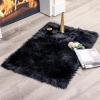 MIULEE Luxury Soft Fluffy Area Rug 3×5 Feet, Faux Fur Sheepskin Rug Decorative Plush Shaggy Carpet for Christmas Decor Bedside Sofa Floor Nursery, White(Black)