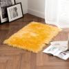 MIULEE Luxury Soft Fluffy Area Rug 3×5 Feet, Faux Fur Sheepskin Rug Decorative Plush Shaggy Carpet for Christmas Decor Bedside Sofa Floor Nursery, White(Orange Yellow)