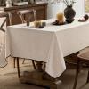 MIULEE Natural Linen Polyester Tablecloth 60×84 Inch Rectangle Table Cloth Waterproof,Stain Resistant & Wrinkle Resistant for Dining Party Wedding(Ivory-black)