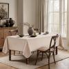 MIULEE Natural Linen Polyester Tablecloth 60×84 Inch Rectangle Table Cloth Waterproof,Stain Resistant & Wrinkle Resistant for Dining Party Wedding(Ivory-black)