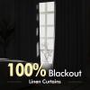 MIULEE Natural Pinch Pleated 100% Blackout Linen Curtains 96 Inch Length 2 Panels Set, Black Out Memory Trained Pleat Curtains Light Blocking Room Darkening Drapes for Bedroom Living Room Window(Burnt Orange)