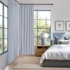 MIULEE Natural Pinch Pleated 100% Blackout Linen Curtains 96 Inch Length 2 Panels Set, Black Out Memory Trained Pleat Curtains Light Blocking Room Darkening Drapes for Bedroom Living Room Window(Chambray Blue)