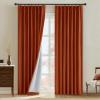 MIULEE Natural Pinch Pleated 100% Blackout Linen Curtains 96 Inch Length 2 Panels Set, Black Out Memory Trained Pleat Curtains Light Blocking Room Darkening Drapes for Bedroom Living Room Window(Burnt Orange)