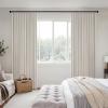 MIULEE Natural Pinch Pleated 100% Blackout Linen Curtains 96 Inch Length 2 Panels Set, Black Out Memory Trained Pleat Curtains Light Blocking Room Darkening Drapes for Bedroom Living Room Window(Birch)