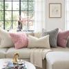 MIULEE Navy Blue Throw Pillow Covers 20×20 Inch, Soft Winter Plush Faux Wool Couch Pillow Covers Set of 2 Decorative Farmhouse Boho Throw Pillows for Sofa Living Room Bed(Light Pink)