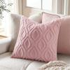 MIULEE Navy Blue Throw Pillow Covers 20×20 Inch, Soft Winter Plush Faux Wool Couch Pillow Covers Set of 2 Decorative Farmhouse Boho Throw Pillows for Sofa Living Room Bed(Light Pink)