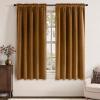 MIULEE Navy Blue Velvet Curtains 84 Inch Long Luxury Super Soft Thermal Insulated Blackout Curtains Room Darkening Drapes Rod Pocket Design for Bedroom Living Room Set of 2 Panels, W40 x L84 Inch(Golden Brown)