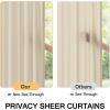 MIULEE Non-See-Through French Door Curtains for Door Window, Privacy Light Filtering Sheer Curtains for Decoration, Window Drapes with Rod Pocket and Tie Back, Cream, 26 x 72 inches, 2 Panels(Cream)