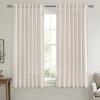 MIULEE Non-See-Through Privacy Linen Curtains 2 Panels, Christmas Emerald Green Light Filtering Window Curtains Textured Back Tab Semi Sheer Drapes for Bedroom Living Room, 52 x 90 Inches Long(White)