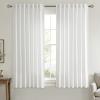 MIULEE Non-See-Through Privacy Linen Curtains 2 Panels, Christmas Emerald Green Light Filtering Window Curtains Textured Back Tab Semi Sheer Drapes for Bedroom Living Room, 52 x 90 Inches Long(Pure White)