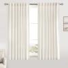 MIULEE Non-See-Through Privacy Linen Curtains 2 Panels, Christmas Emerald Green Light Filtering Window Curtains Textured Back Tab Semi Sheer Drapes for Bedroom Living Room, 52 x 90 Inches Long(Natural)