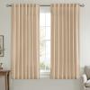MIULEE Non-See-Through Privacy Linen Curtains 2 Panels, Christmas Emerald Green Light Filtering Window Curtains Textured Back Tab Semi Sheer Drapes for Bedroom Living Room, 52 x 90 Inches Long(Light Brown)