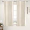 MIULEE Non-See-Through Privacy Linen Curtains 2 Panels, Christmas Emerald Green Light Filtering Window Curtains Textured Back Tab Semi Sheer Drapes for Bedroom Living Room, 52 x 90 Inches Long(Ivory)