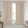MIULEE Non-See-Through Privacy Linen Curtains 2 Panels, Christmas Emerald Green Light Filtering Window Curtains Textured Back Tab Semi Sheer Drapes for Bedroom Living Room, 52 x 90 Inches Long(Beige)