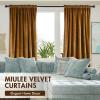 MIULEE Olive Green Velvet Curtains Thermal Insulated Blackout Curtain Drapes for Bedroom Living Room Darkening 84 Inches Long Curtains Panels Rod Pocket Set of 2(Golden Brown)