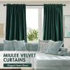 MIULEE Olive Green Velvet Curtains Thermal Insulated Blackout Curtain Drapes for Bedroom Living Room Darkening 84 Inches Long Curtains Panels Rod Pocket Set of 2(Dark Green)