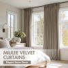 MIULEE Olive Green Velvet Curtains Thermal Insulated Blackout Curtain Drapes for Bedroom Living Room Darkening 84 Inches Long Curtains Panels Rod Pocket Set of 2(Taupe)