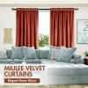 MIULEE Olive Green Velvet Curtains Thermal Insulated Blackout Curtain Drapes for Bedroom Living Room Darkening 84 Inches Long Curtains Panels Rod Pocket Set of 2(Burnt Orange)