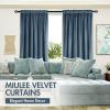 MIULEE Olive Green Velvet Curtains Thermal Insulated Blackout Curtain Drapes for Bedroom Living Room Darkening 84 Inches Long Curtains Panels Rod Pocket Set of 2(Dark Slate)