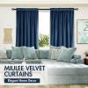 MIULEE Olive Green Velvet Curtains Thermal Insulated Blackout Curtain Drapes for Bedroom Living Room Darkening 84 Inches Long Curtains Panels Rod Pocket Set of 2(Navy Blue)