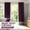 MIULEE Olive Green Velvet Curtains Thermal Insulated Blackout Curtain Drapes for Bedroom Living Room Darkening 84 Inches Long Curtains Panels Rod Pocket Set of 2(Purple Orchid)
