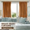 MIULEE Olive Green Velvet Curtains Thermal Insulated Blackout Curtain Drapes for Bedroom Living Room Darkening 84 Inches Long Curtains Panels Rod Pocket Set of 2(Gold Brown)