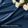 MIULEE Olive Green Velvet Curtains Thermal Insulated Blackout Curtain Drapes for Bedroom Living Room Darkening 84 Inches Long Curtains Panels Rod Pocket Set of 2(Navy Blue)