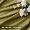 MIULEE Olive Green Velvet Curtains Thermal Insulated Blackout Curtain Drapes for Bedroom Living Room Darkening 84 Inches Long Curtains Panels Rod Pocket Set of 2(Moss Green)