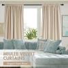 MIULEE Olive Green Velvet Curtains Thermal Insulated Blackout Curtain Drapes for Bedroom Living Room Darkening 84 Inches Long Curtains Panels Rod Pocket Set of 2(Beige)