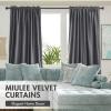 MIULEE Olive Green Velvet Curtains Thermal Insulated Blackout Curtain Drapes for Bedroom Living Room Darkening 84 Inches Long Curtains Panels Rod Pocket Set of 2(Grey)