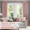 MIULEE Olive Green Velvet Curtains Thermal Insulated Blackout Curtain Drapes for Bedroom Living Room Darkening 84 Inches Long Curtains Panels Rod Pocket Set of 2(Baby Pink)