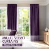 MIULEE Olive Green Velvet Curtains Thermal Insulated Blackout Curtain Drapes for Bedroom Living Room Darkening 84 Inches Long Curtains Panels Rod Pocket Set of 2(Purple)