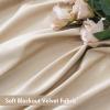 MIULEE Olive Green Velvet Curtains Thermal Insulated Blackout Curtain Drapes for Bedroom Living Room Darkening 84 Inches Long Curtains Panels Rod Pocket Set of 2(Beige)