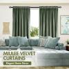 MIULEE Olive Green Velvet Curtains Thermal Insulated Blackout Curtain Drapes for Bedroom Living Room Darkening 84 Inches Long Curtains Panels Rod Pocket Set of 2(Sage Green)