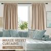 MIULEE Olive Green Velvet Curtains Thermal Insulated Blackout Curtain Drapes for Bedroom Living Room Darkening 84 Inches Long Curtains Panels Rod Pocket Set of 2(Camel Beige)